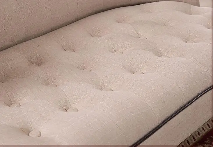European Style Upholstered Loveseat Two Seater Sofa Living Room Furniture Modern Sofa Buttom Tufted Cushion Antique Wood Legs