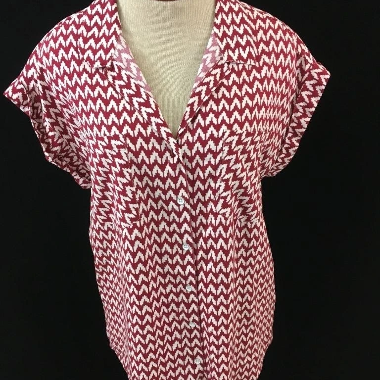 Jachs novia top camisa M rojo blanco Botón de manga y camisas| - AliExpress