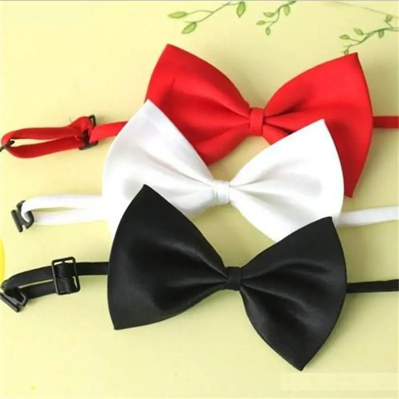 Image men bowtie neck tie cheap bow tie children solid color imitation silk pet dog bow ties fashion bowknot men s accessories