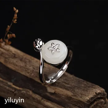 

KJJEAXCMY boutique jewelryar S925 Sterling Silver and Hetian jade mosaic ring