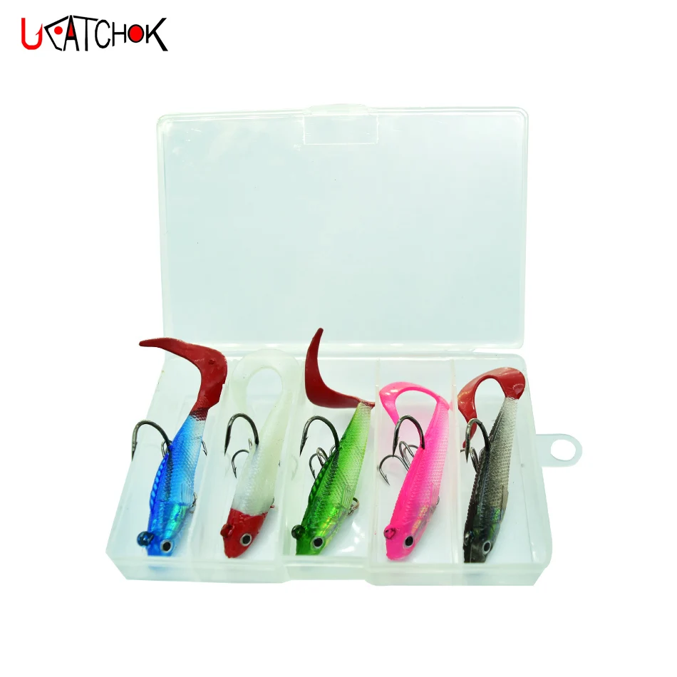 

5pcs/box Lure Set 9g/7.5cm Twist Tail Soft Lead Head Fish Bait Premium Silical Gel Soft Rubber Fishing Pesca Lure Cheap Fishlure