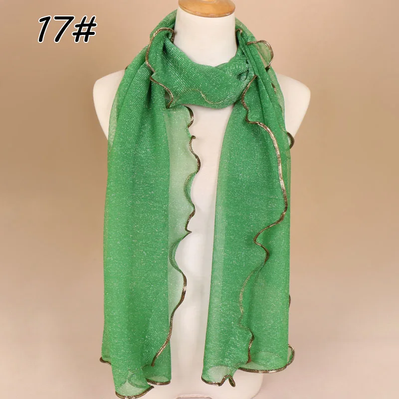 Женский подарочный шарф с серебряной проволочной окантовкой Национальный Ветер Баотоу нагрудник головной шарф - Цвет: 17
