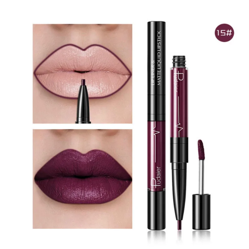 

Professional 2 In1 Matte Lip Liner Makeup Cosmetics Red Lip Tint Plumper Tattoo Make Up Liquid Lipstick Pencil Lip Gloss Batom