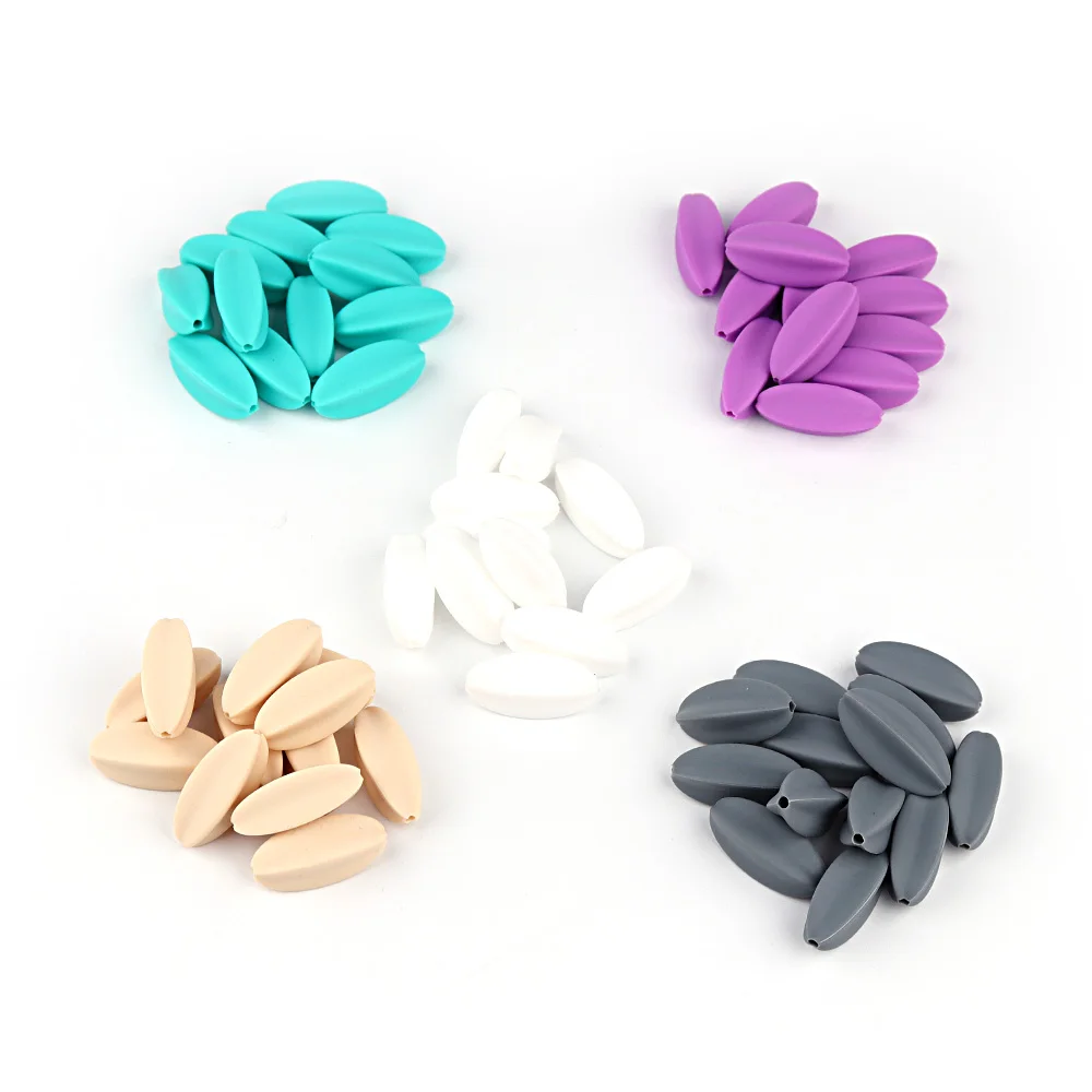 

TYRY.HU 20pcs Silicone Multiple Elliptical Beads Baby Teeth Chewing Gum Toys Baby Teeth Accessories DIY Necklace Baby Gift Toys