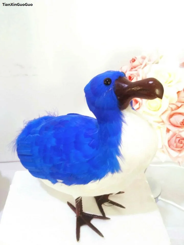 blue feathers bird dodo bird large 32x25cm hard model,home garden decoration ornaments gift s1440