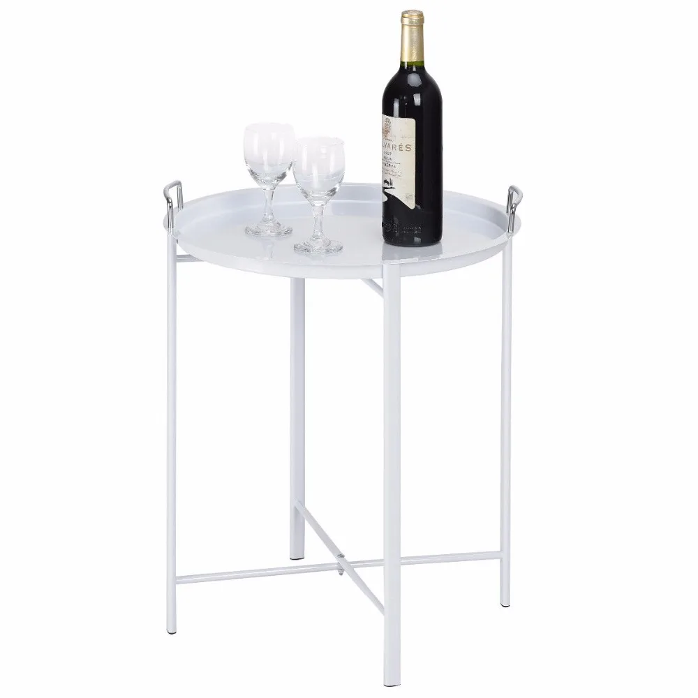 Giantex Metal Tray Table Round End Table Sofa Side Table Living Room Bedroom White Home Furniture HW58502WH Giantex Metal Tray Table Round End Table Sofa Side Table Living Room Bedroom White Home Furniture HW58502WH