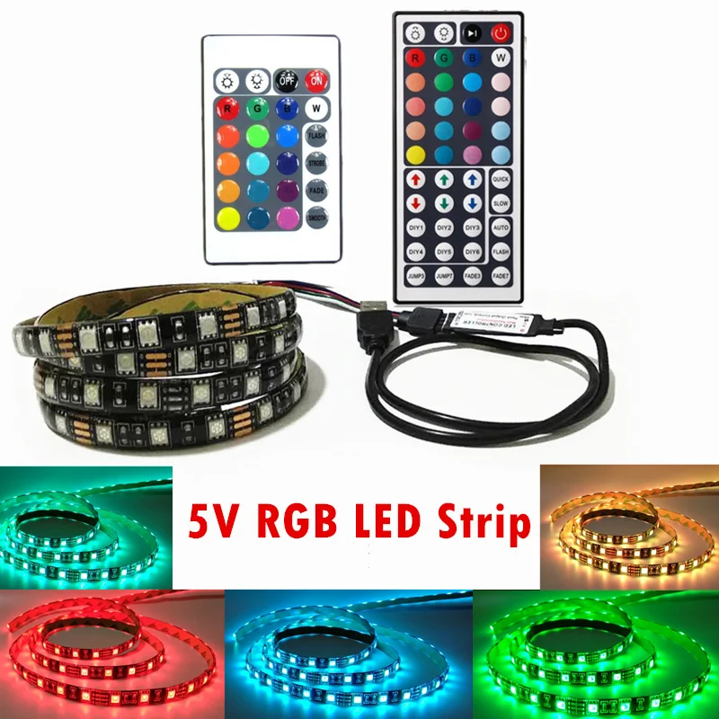 Светодиодная лента 5050 RGB водонепроницаемая 5 в пост. Тока USB гибкий светильник 50 см