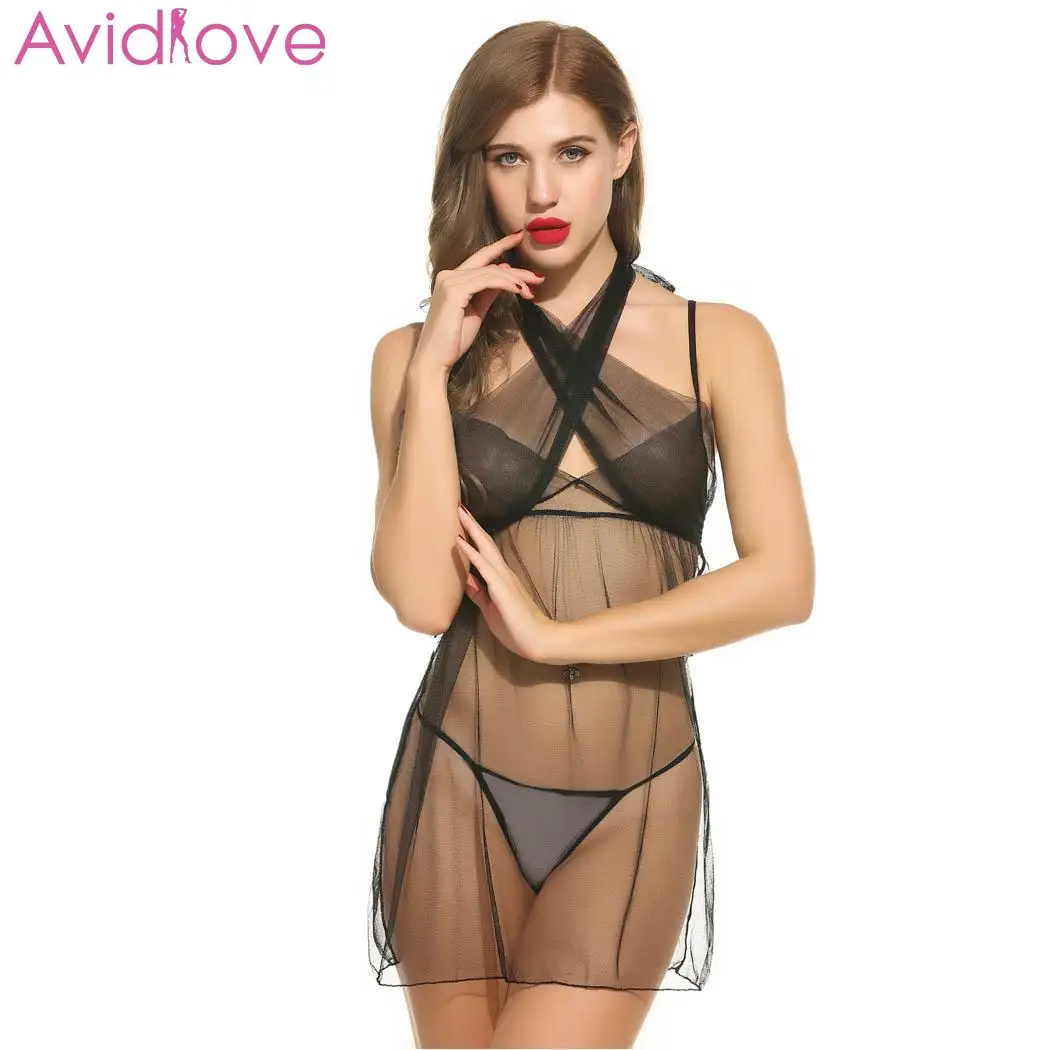 

Avidlove Women Sexy Lingerie Sexy Underwear Babydoll Erotic Costumes Sheer Sleepwear Mesh Bandage Spaghetti Strap