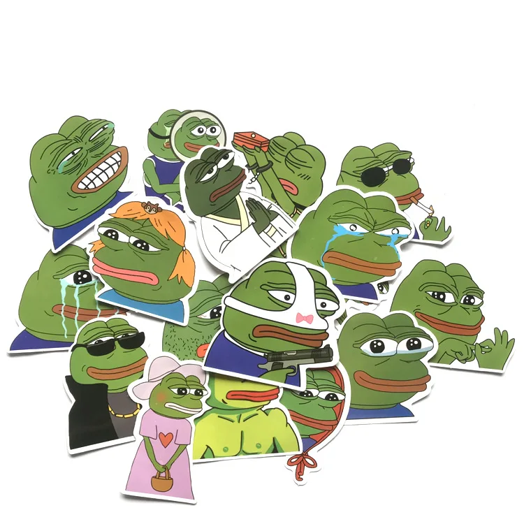 

17pcs Sad frog meme kids cool paster fans funny decal scrapbooking diy sticker decoration phone laptop waterproof cartoon gifts