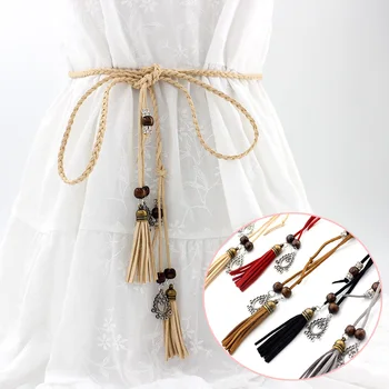 

Hot Sell High Quality New Big Size Womens Belt New Style Candy Colors Hemp Rope Braid Belt Female Belt For Dress