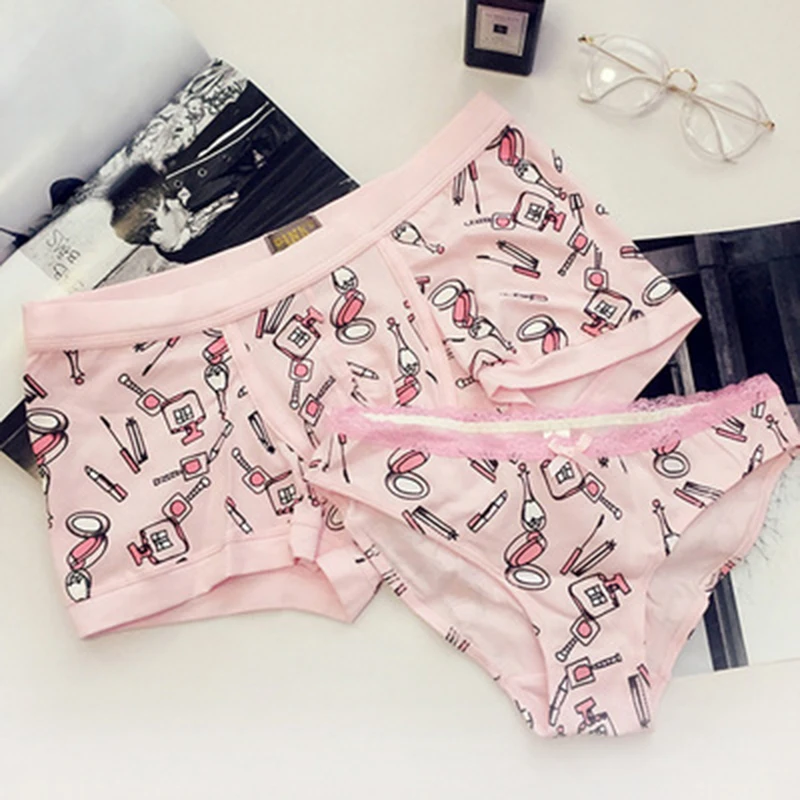 

LOVE Couple Underpants Men's and Wife's Underwear Printing Dot Underwear Waist Boxer Men's Youth Pants Sexy Women's Underpants