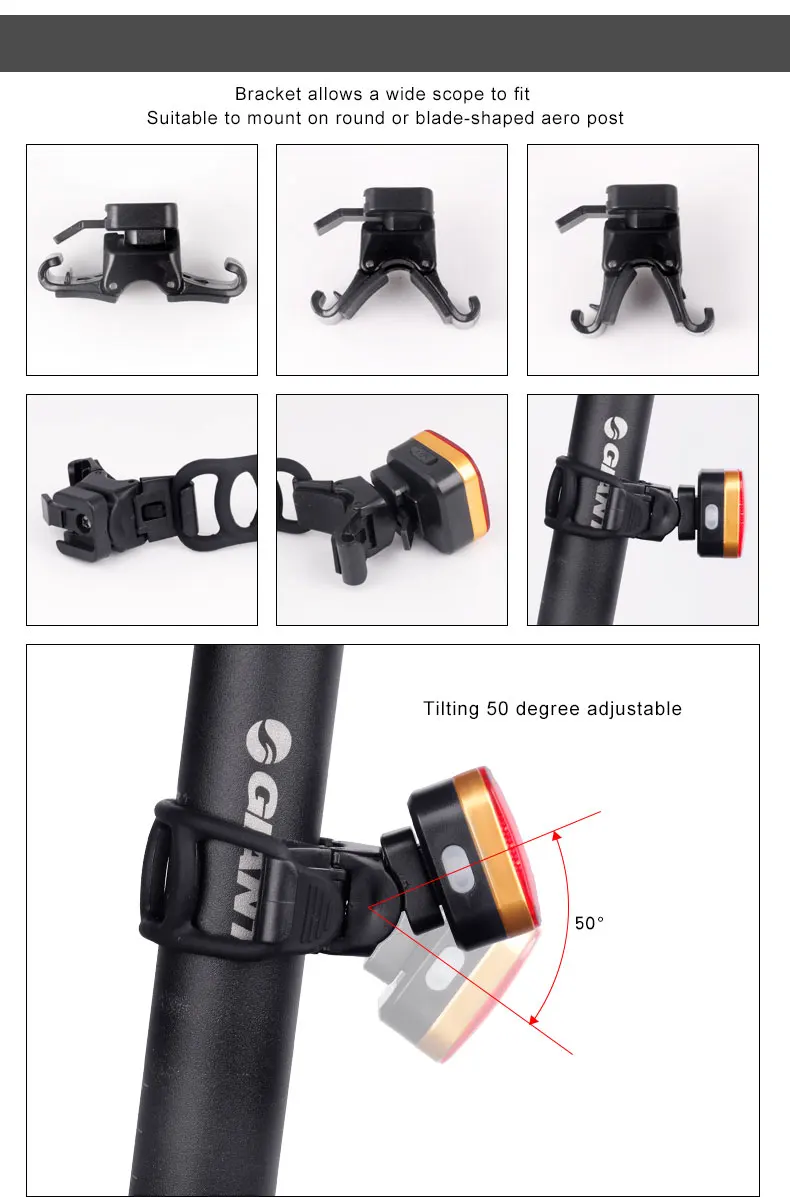 Велосипедный задний светильник Aero Blade Round Seatpost Mount W/Bag Clip до 50 часов Предупреждение льный Фонарь светодиодный фонарь cob USB зарядка