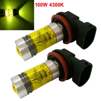 

2 Pcs H8 / H11 LED Car Fog Light 4300K Yellow DRL Bulb High Power 100W Auto Driving Projector Daytime Running Lamp
