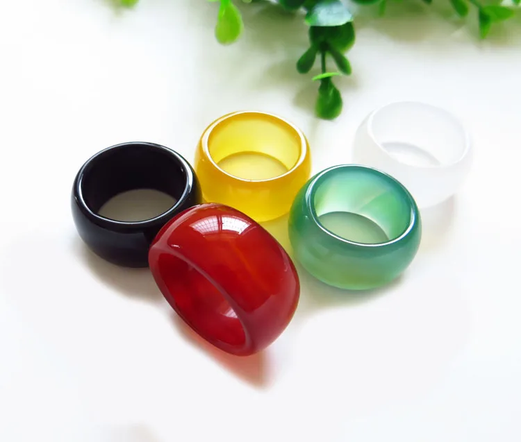 

Natural black agate jade ring for men ar10#