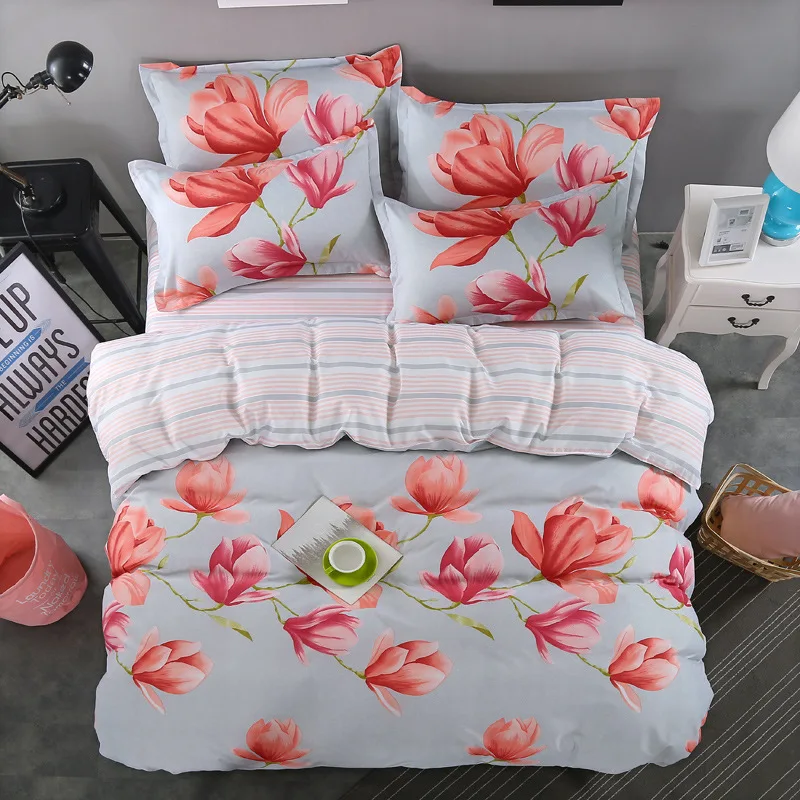 

Cartoon Pink Flamingo Bedding Sets 3/4pcs Geometric Pattern Bed Linings Duvet Cover Bed Sheet Pillowcases Cover Set