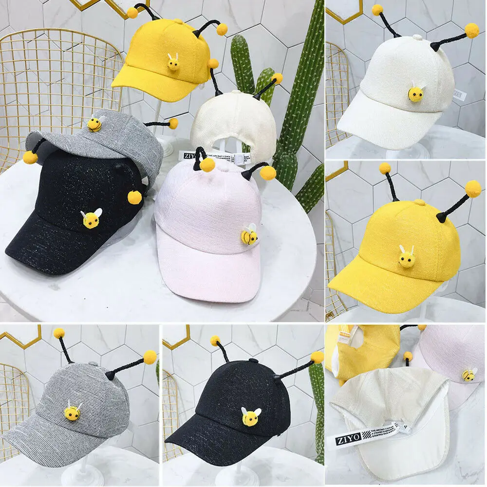 

Children Boys Cartoon bee Bucket Hat Cotton Summer Beach Kids Baby Sun Cap New