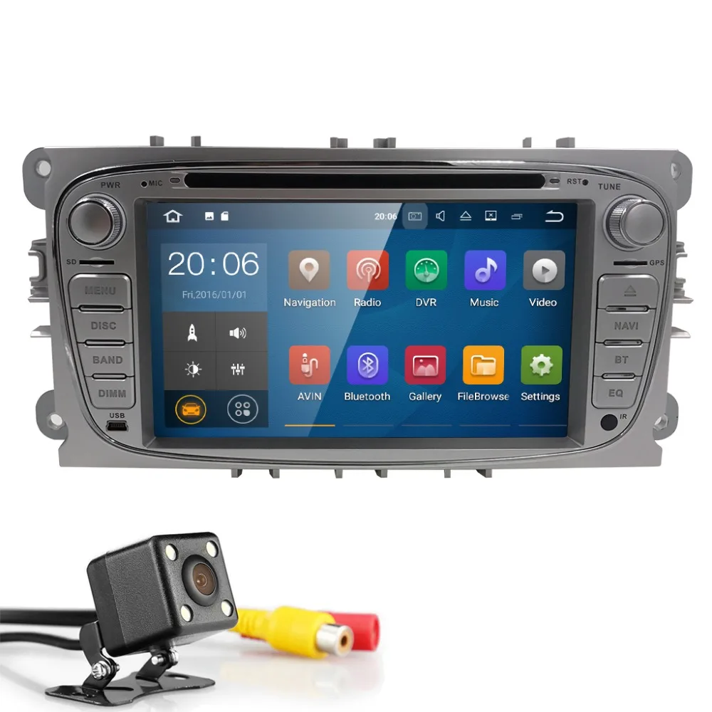 Perfect 2Din Android 7.1 GPS AutoRadio Car DVD Player For Ford Focus 2 S C Max 2008-2011 Mondeo Fiesta Galaxy Connect Kuga 4G BTSWC Navi 0