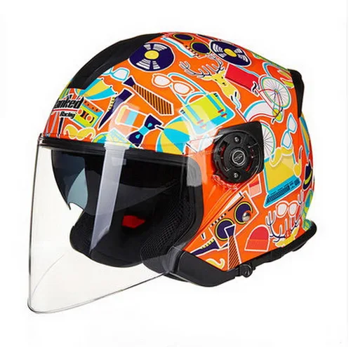 women orange half face motorcycle helmet Tanked Racking T597 scooter