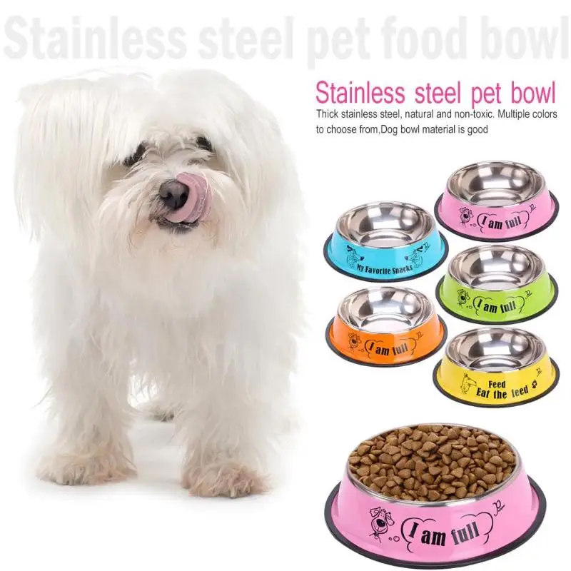 

Cartoon Stainless Steel Pet Feeding Bowl Dog Drink Water Feeder Food Dish Multifunction Dog Cat Feeding Bowl Convenient to clean