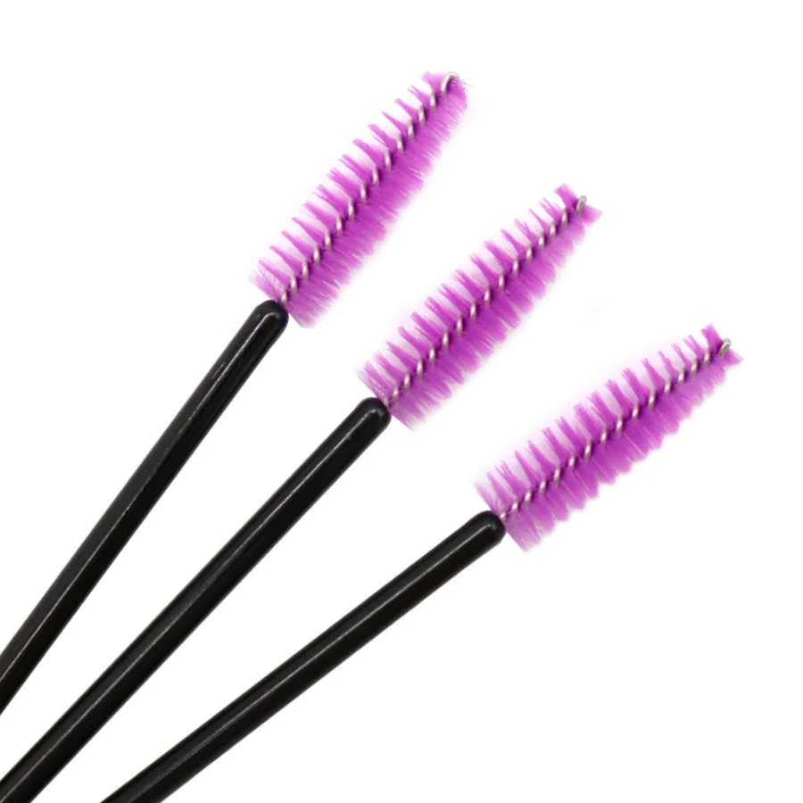 50 шт кисти для макияжа одноразовые щеточки для туши для ресниц аппликатор силиконовые ресницы для бровей косметические кисти для макияжа инструменты - Handle Color: 50 black purple