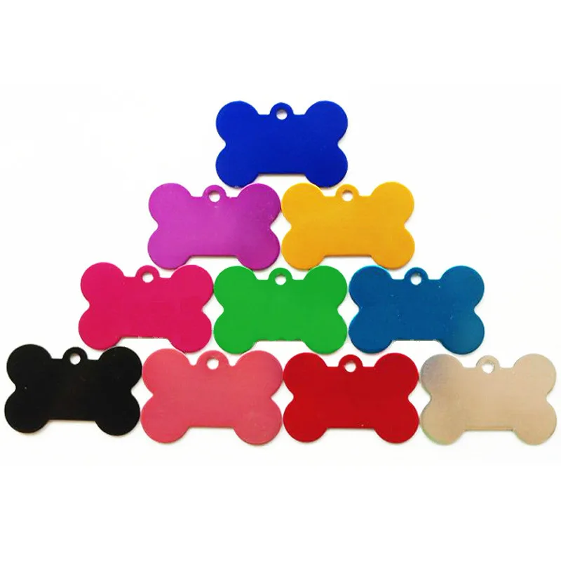 

50pcs/lot Aluminum Alloy Bone Shape Pet ID Tag Dog Cat ID Tag Pet Accessories