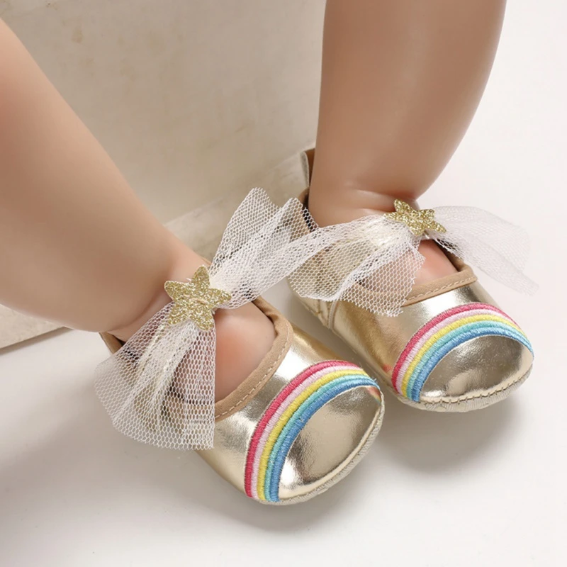 rainbow flower girl shoes