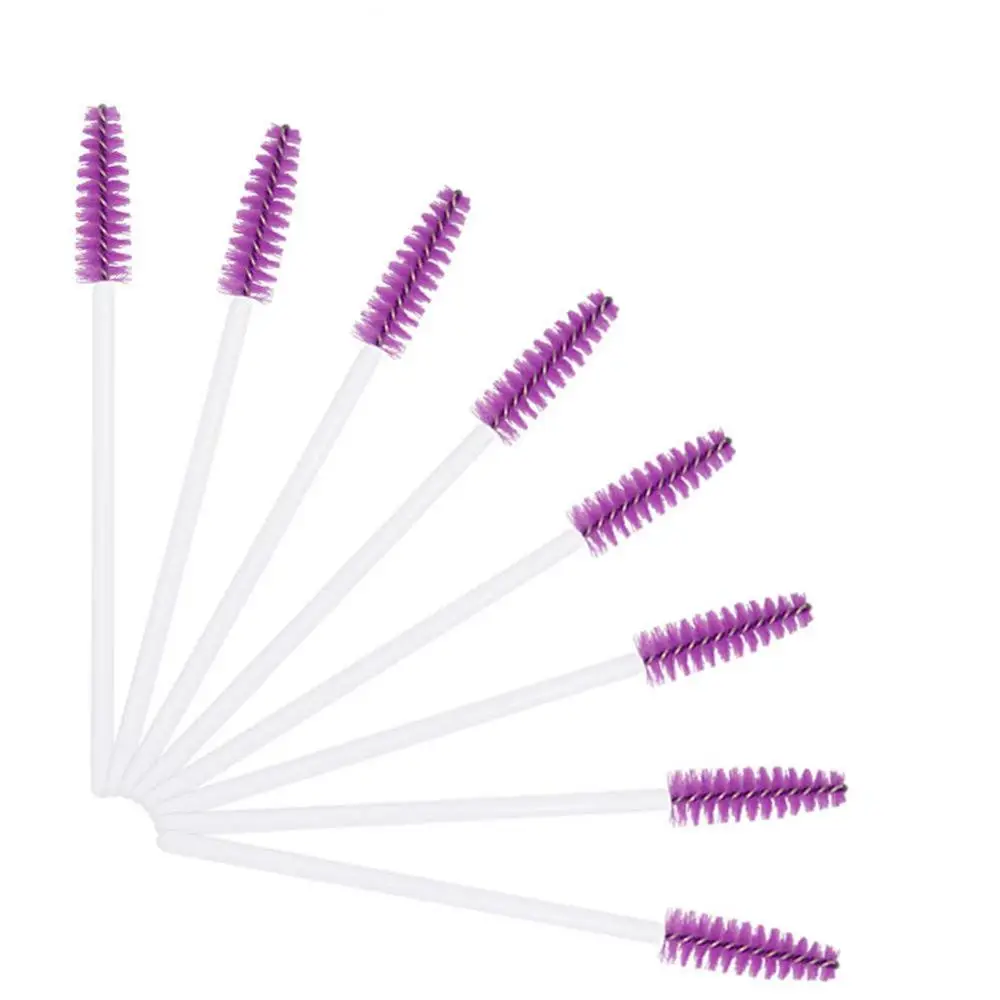 100Pcs Disposable Mascara Wands Eyelash Extension Brush Applicator Spoolers Eye Lashes Cosmetic Cleaning Brush 5 Colors - Handle Color: purple