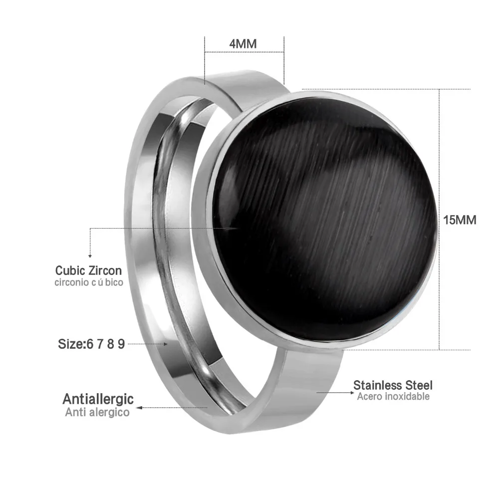 : LUXUSTEEL черное кольцо для мужчин 2020 из нержавеющей стали круглый Опал перстни
