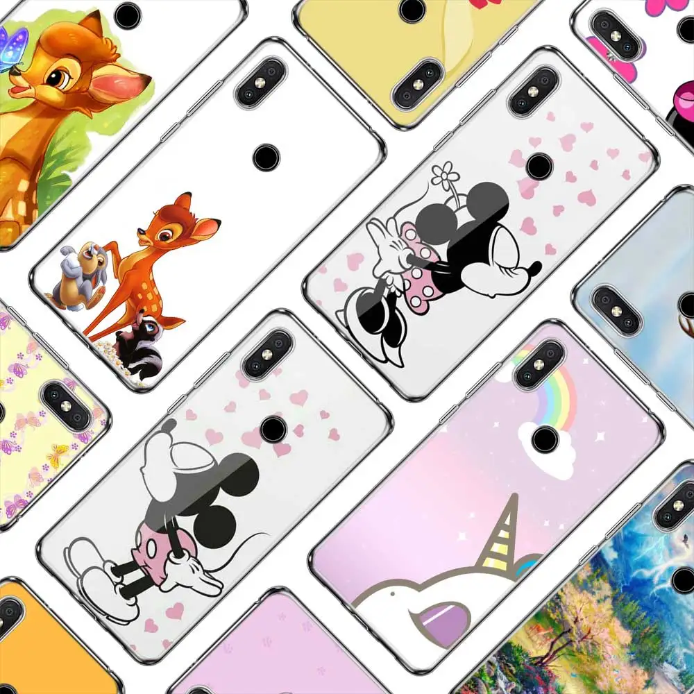 

Transparent Soft Silicone Phone Case anime mickey bambi unicorn for Xiaomi A1 A2 8 F1 Redmi S2 Note 4X 5 6 5A 6A Pro