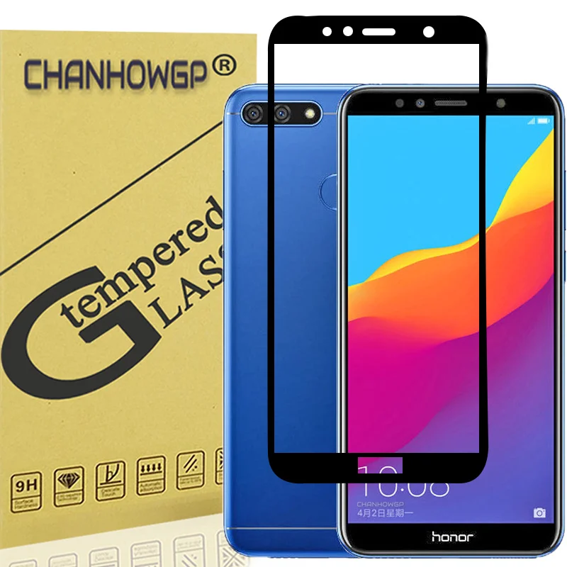 Полное покрытие закаленное стекло для Huawei Honor 7A Pro 7C 7X Защита экрана Y5 Y6 Y7 Y9 2018 Prime
