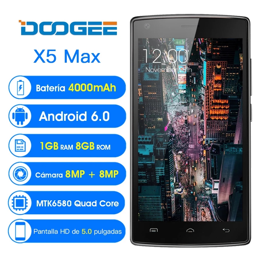 Doogee X5 макс мобильного телефона Android 6 0 5 &quotHD MTK6580 4 ядра 1 ГБ Оперативная память 8
