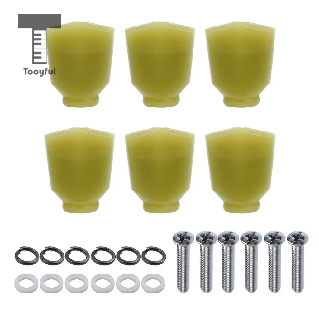 Tooyful Set of 6 Plastic Wood Guitars Tuning Pegs Machine Heads Handle Knobs Caps Buttons DIY