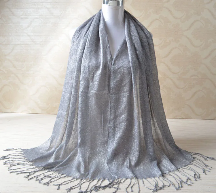 Модный шарф с блестками и люрексом, мусульманский хиджаб, простые блестящие шали, шарф, Женская повязка на голову с люрексом, шали и накидки, платок, Шевроле