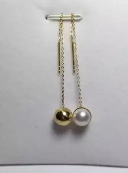 

>>>>noble jewelry charming natural south sea round white pearl earring 14k yellow gold