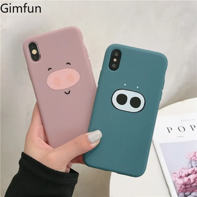 Gimfun корейский Забавный чехол для телефона с мультяшной Свинкой Iphone Xs Max розовый
