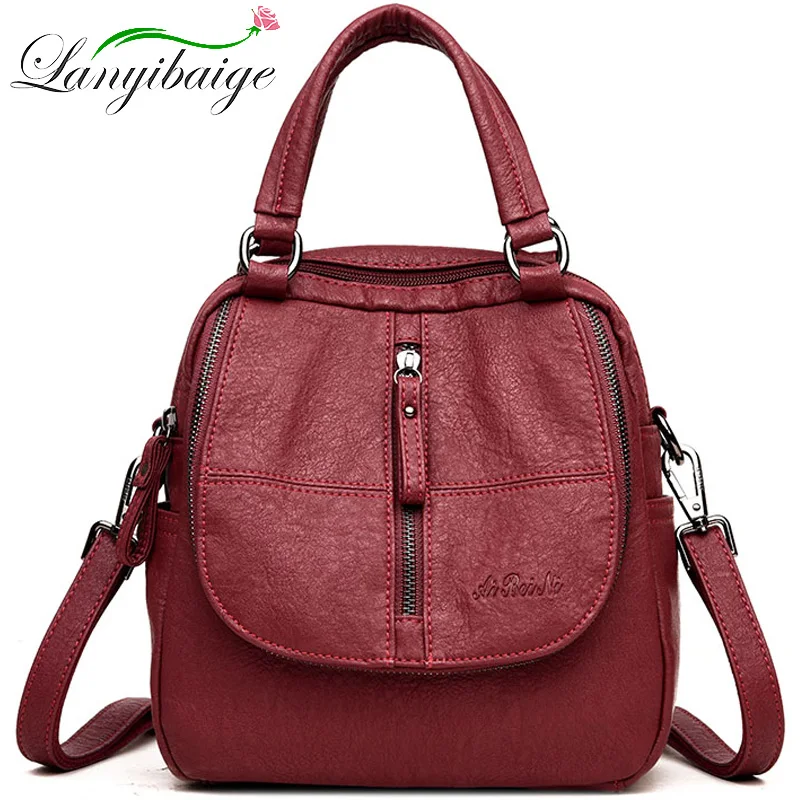 

Women High Quality Leather Backpacks Fashion Female Multifunction Travel Backpack School Bags For Girls Shoulder Bag Sac a Dos