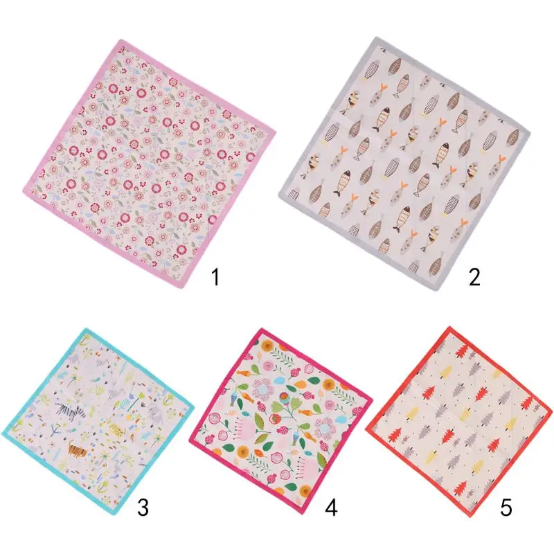 Детские хлопковые квадратные носовые платки для малышей, размер 35x35 см, 60 s, милые полотенца для малышей с изображением животных из мультфильмов, рыбок, милые носовые платки ярких цветов