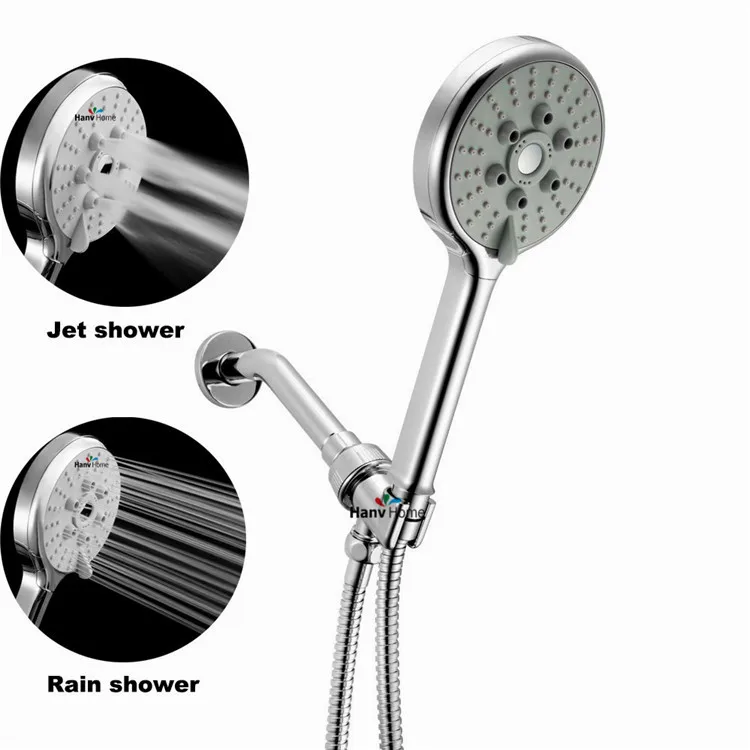 Chrome 2 Function Hand Held Shower Head & Brass Shower arm &150cm shower hose & Holder bathroom ...