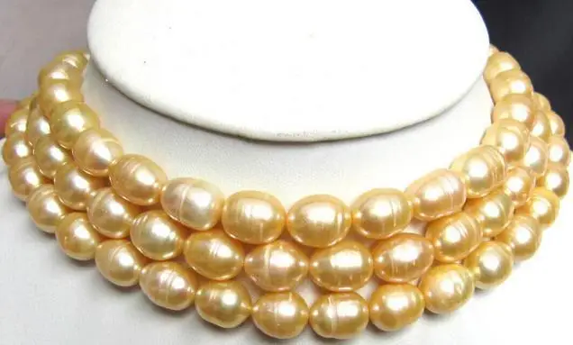 

CHARMING 11-13MM NATURAL SOUTH SEA GOLD PEARL NECKLACE 48 INCH choker