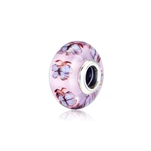 DIY Подходит для Pandora Charms браслеты бабочка муранские стеклянные бусины 925 пробы-серебро-ювелирные изделия