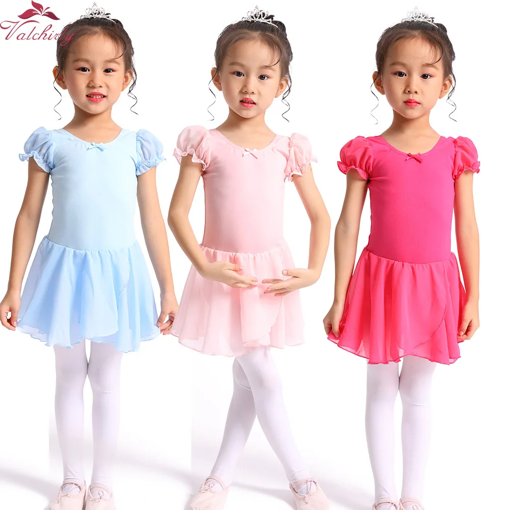

Girls Ballet Leotards Dance Dress Kids Bodysuit Ballerina Tutu Good Chiffon Skirt Pink Rose Blue Black Colors
