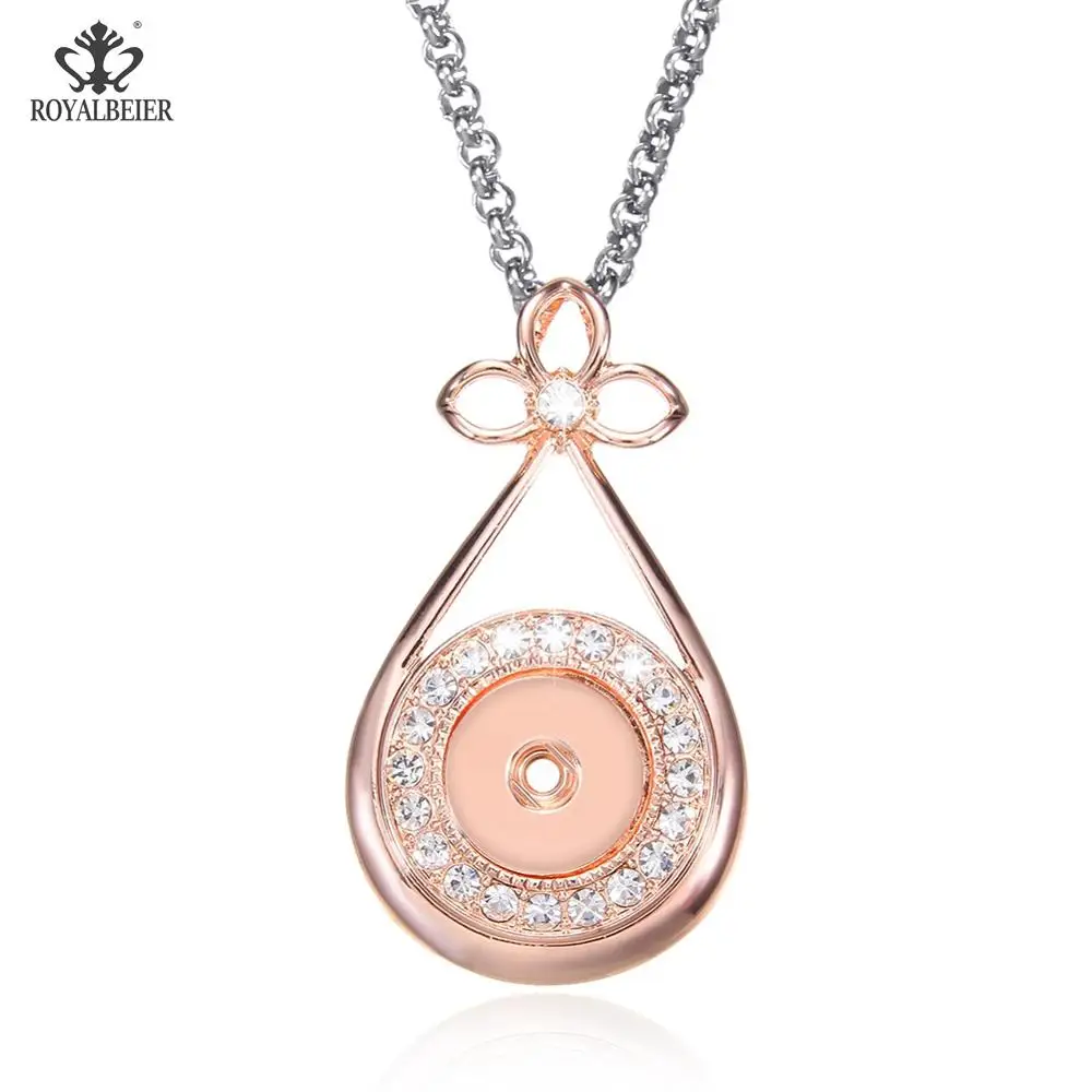 RoyalBeier простой стиль ожерелье Стразы розовое золото подходит 18 мм оснастки ювелирные изделия Модные женские ювелирные подвески в форме сердца - Окраска металла: XL0219a