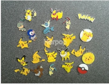 

mix Anime Cartoon Pi kachu Pokem on 22 Styles Enamel Metal Charm Pendants DIY Jewelry Making Mobile Phone Accessories p048
