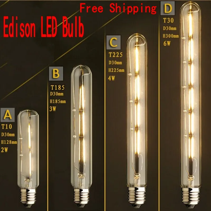 110 V 220 V Vintage Antique rétro LED Edison ampoule E27 Tube ampoules