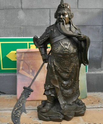 SCY 003428 14 китайский бронзовый медный главный солдат Guan Gong Yu скульптура героя (A0414) |