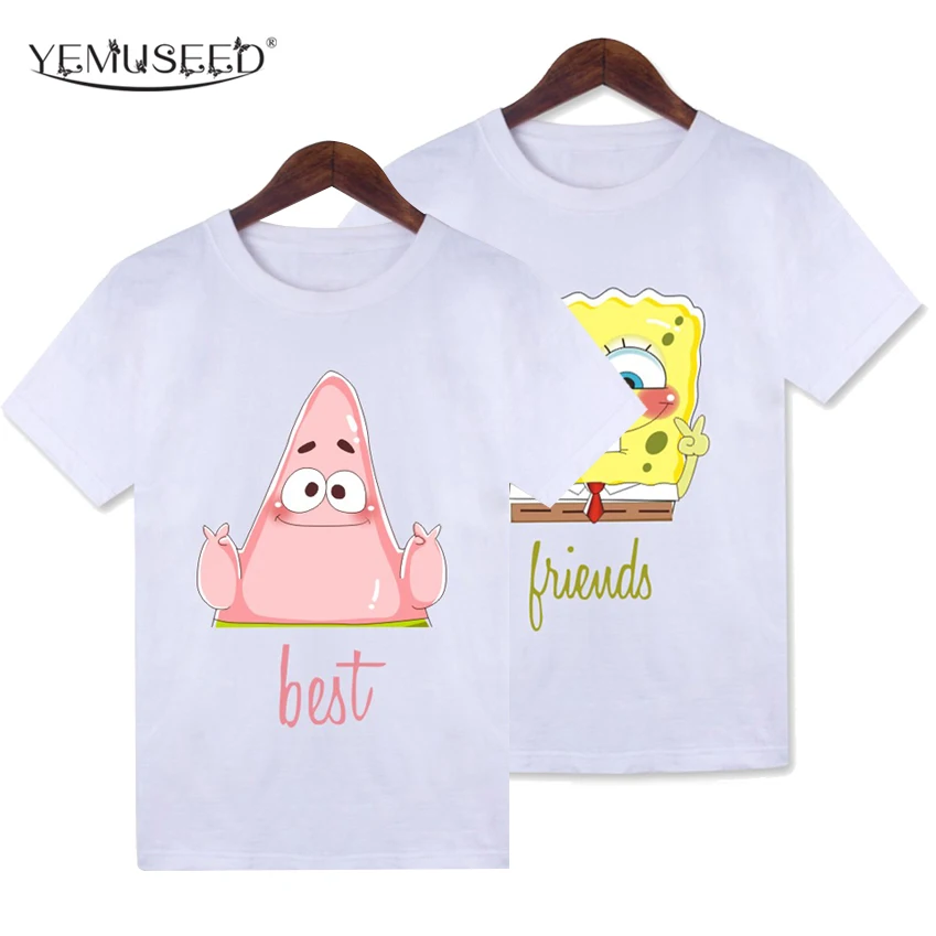 Yemuseed 1 шт. цена для женщин пара лучшие друзья Tumblr футболки мультфильм летние белые Kwaii Harajuku Повседневная футболка Топы WMT269