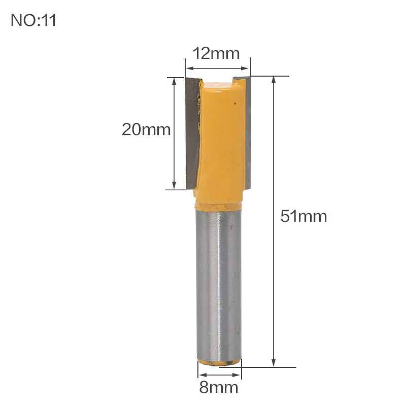 1 шт. 8 мм хвостовик древесины маршрутизатор бит прямой Концевая фреза триммер очистка заподлицо отделка угловая круглая бухта коробка биты инструменты фреза - Длина режущей кромки: NO11