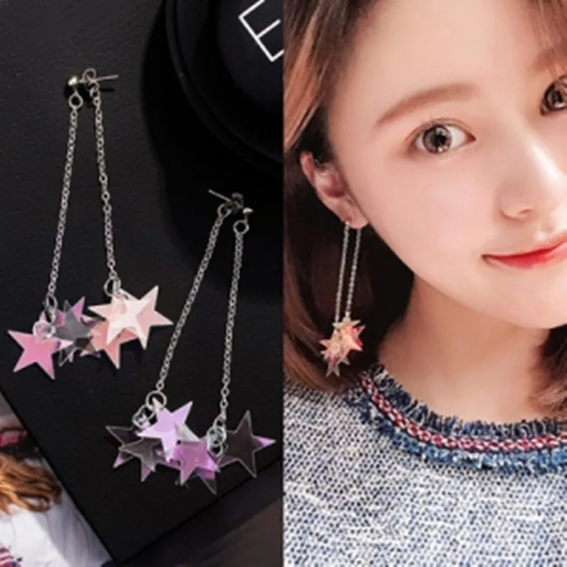 

New Earring Fashion Popular Super Fairy Temperament Personality Color Laser Shine Long Style Earrings Sell Jewelry Wholesale