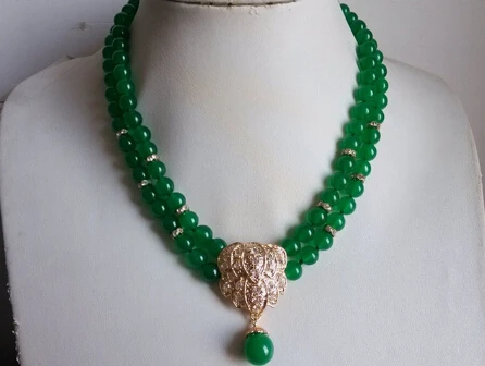 LL &lt0279 хорошее слово натуральное благородное 2 ряда зеленое Свадебное Ожерелье