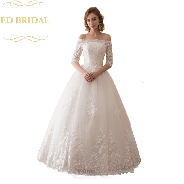 Ed Bridal Small Orders Online Hot Ing Three Quarter Sleeves Ball Gown Wedding Dress With Lace Liques Bridal Vestidos De Novia Robe Mariee Us 129 00